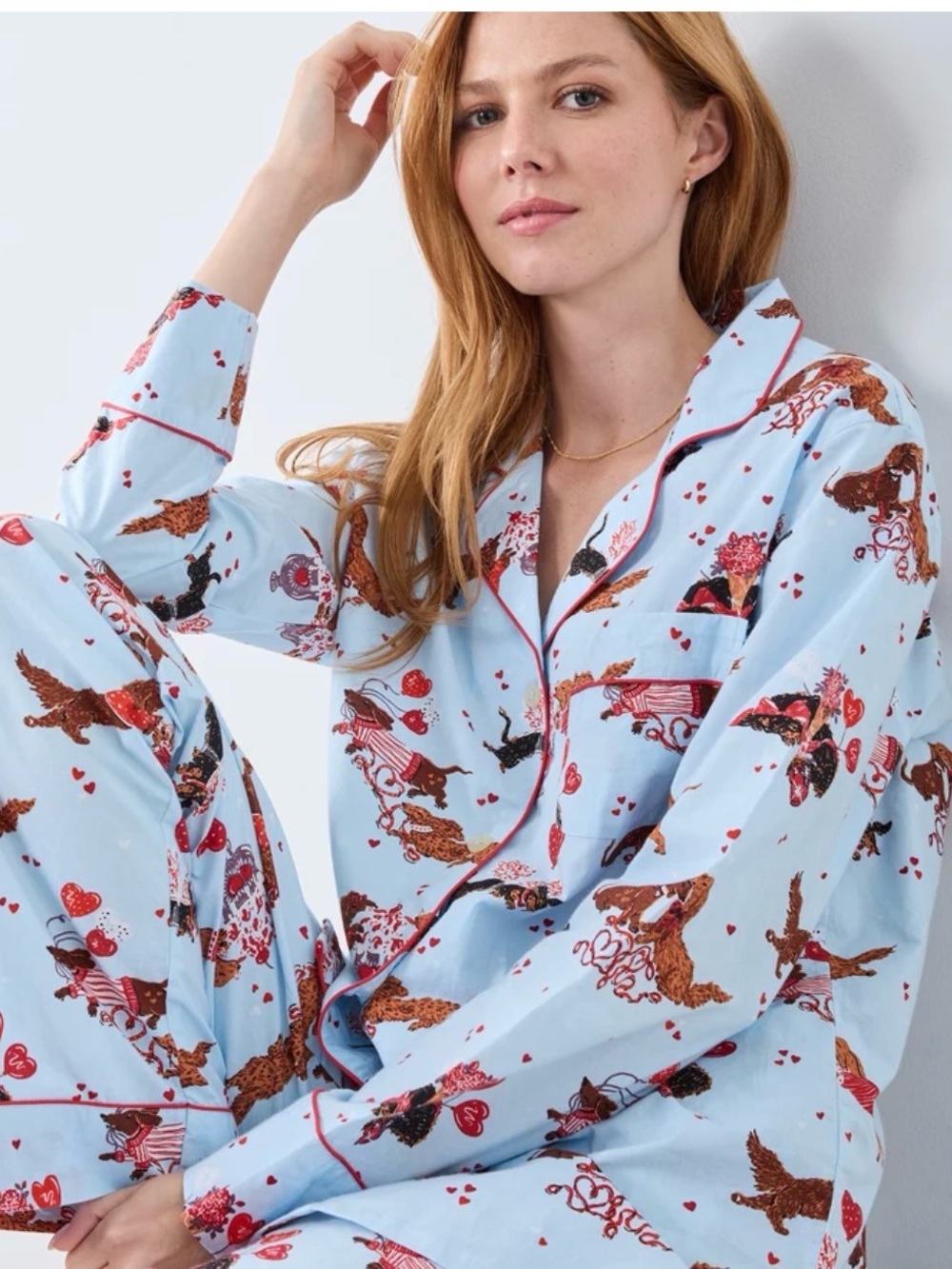 Printfresh Blue Short-Sleeve Pajama Set Organic Cotton 3 quarter length pants - Picture 2 of 13